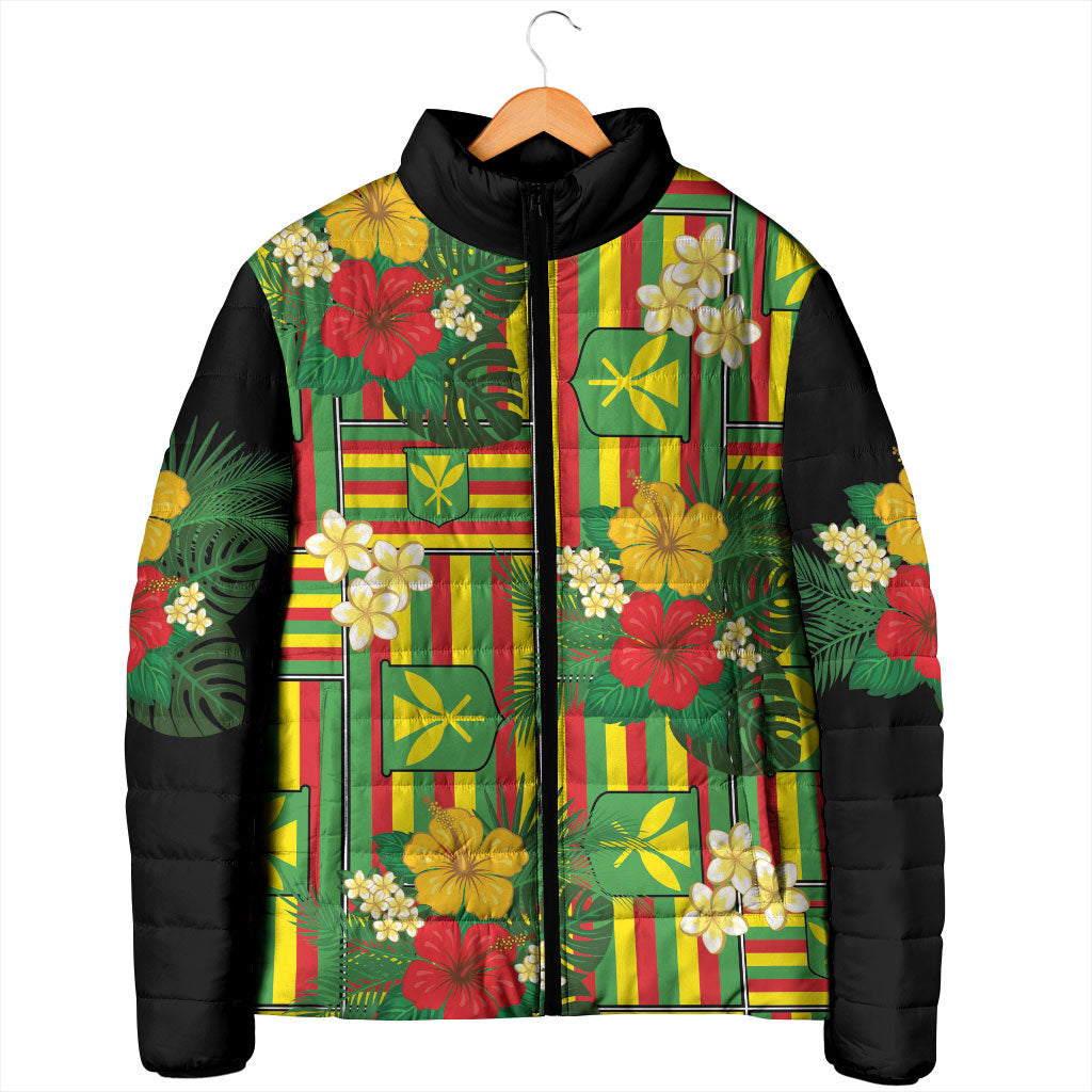 Hawaii Kanaka Maoli Hibiscus Padded Jacket Hawaiian Flag Motif