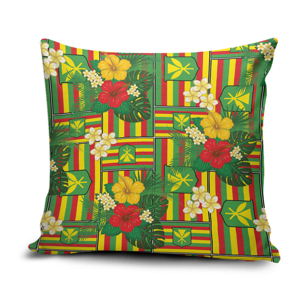 Hawaii Kanaka Maoli Hibiscus Pillow Cover Hawaiian Flag Motif LT9 Green - Polynesian Pride