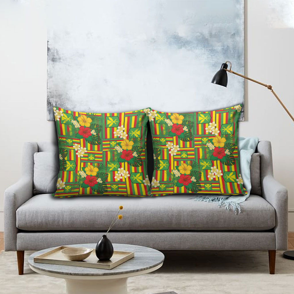Hawaii Kanaka Maoli Hibiscus Pillow Cover Hawaiian Flag Motif LT9 - Polynesian Pride