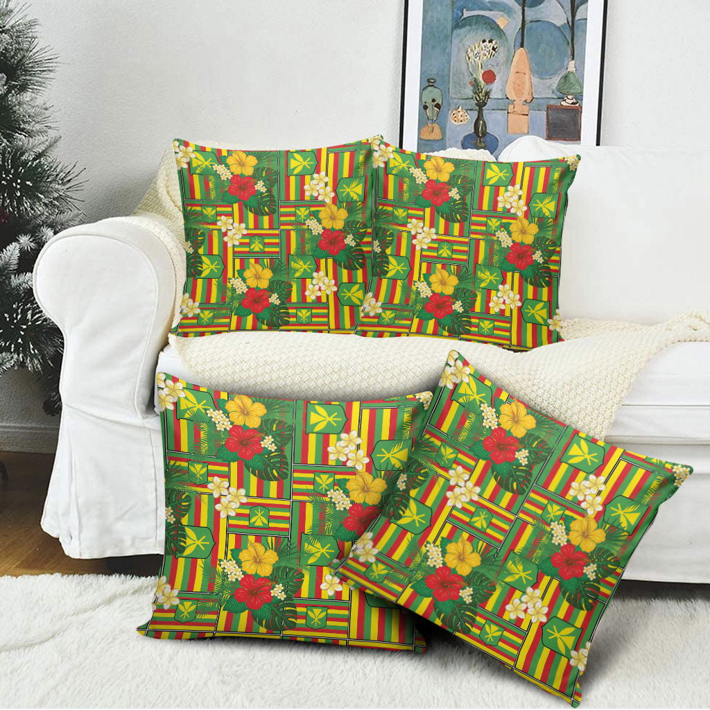 Hawaii Kanaka Maoli Hibiscus Pillow Cover Hawaiian Flag Motif LT9 - Polynesian Pride