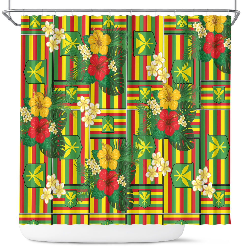 Hawaii Kanaka Maoli Hibiscus Shower Curtain Hawaiian Flag Motif LT9 Green - Polynesian Pride