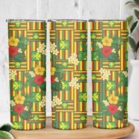 Hawaii Kanaka Maoli Hibiscus Skinny Tumbler Hawaiian Flag Motif LT9 - Polynesian Pride