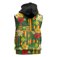 Hawaii Kanaka Maoli Hibiscus Sleeveless Zip Hoodie Hawaiian Flag Motif LT9 - Polynesian Pride