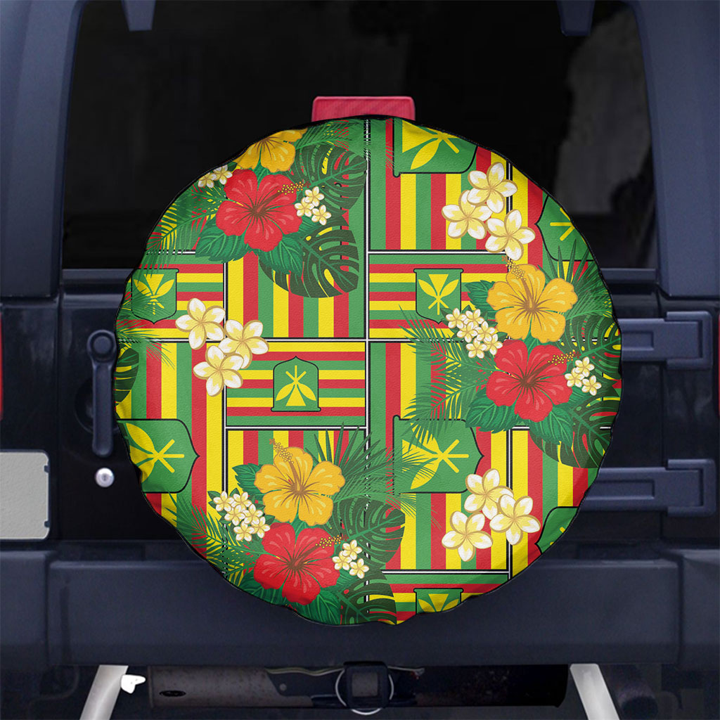 Hawaii Kanaka Maoli Hibiscus Spare Tire Cover Hawaiian Flag Motif LT9 No hole Green - Polynesian Pride