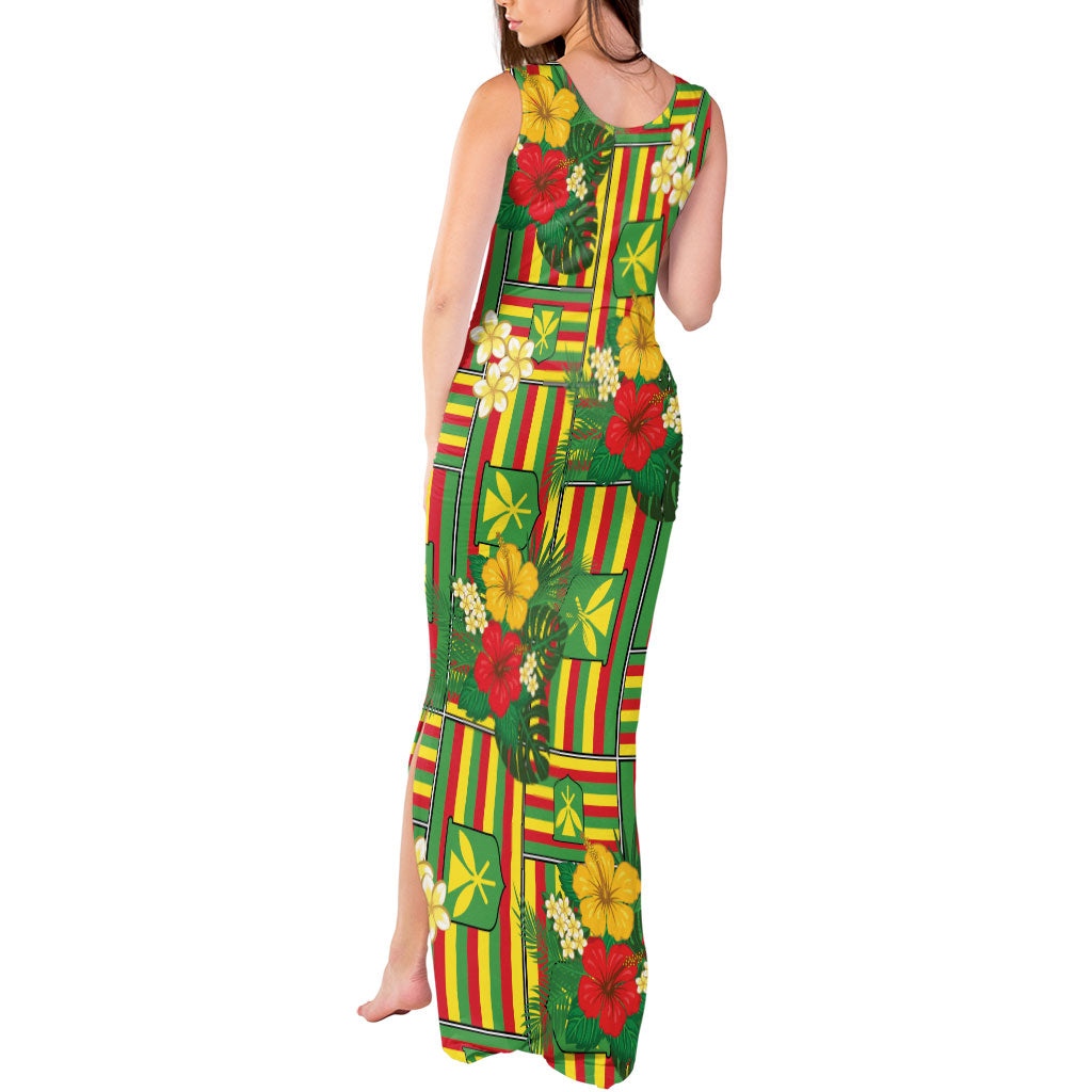 Hawaii Kanaka Maoli Hibiscus Tank Maxi Dress Hawaiian Flag Motif LT9 - Polynesian Pride
