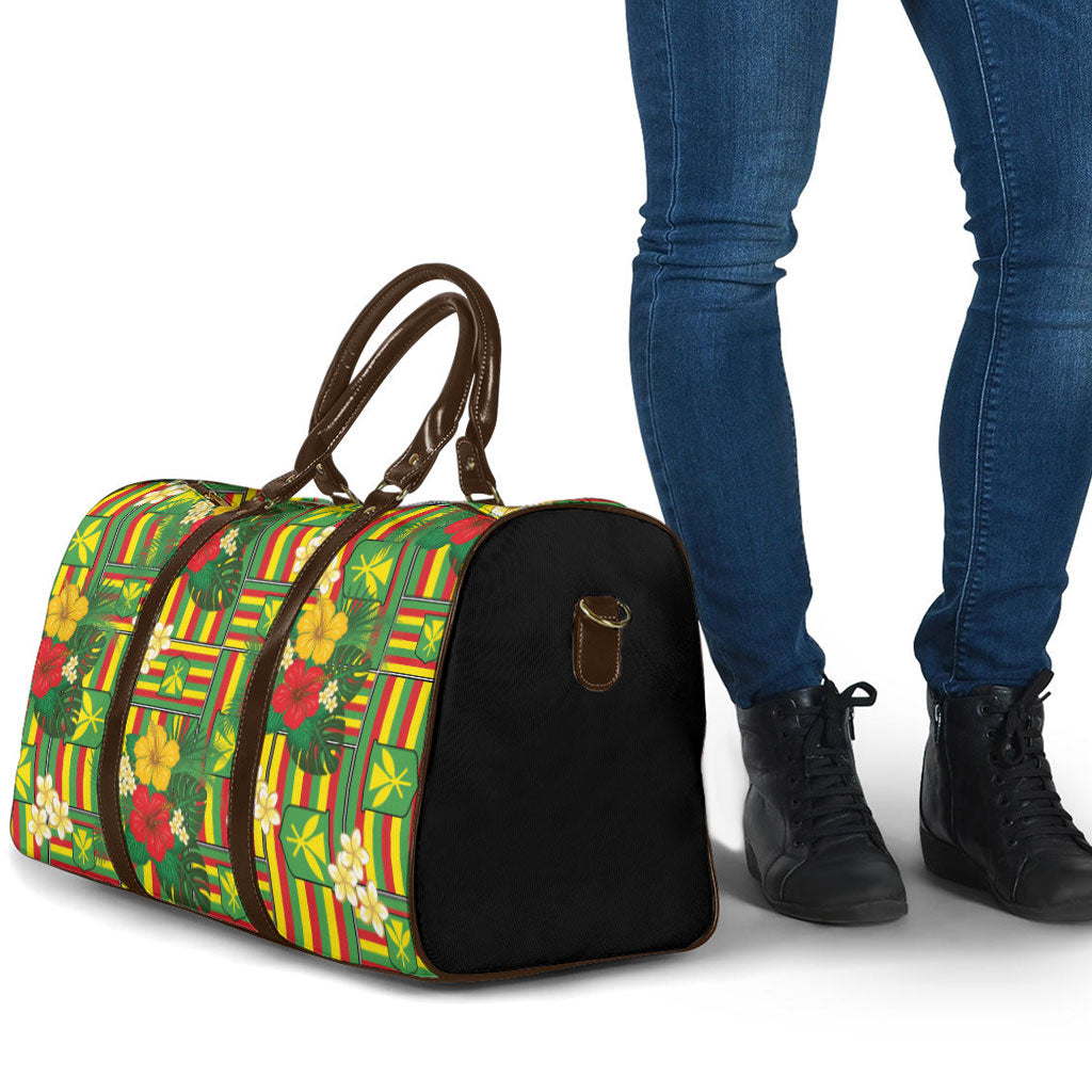 Hawaii Kanaka Maoli Hibiscus Travel Bag Hawaiian Flag Motif