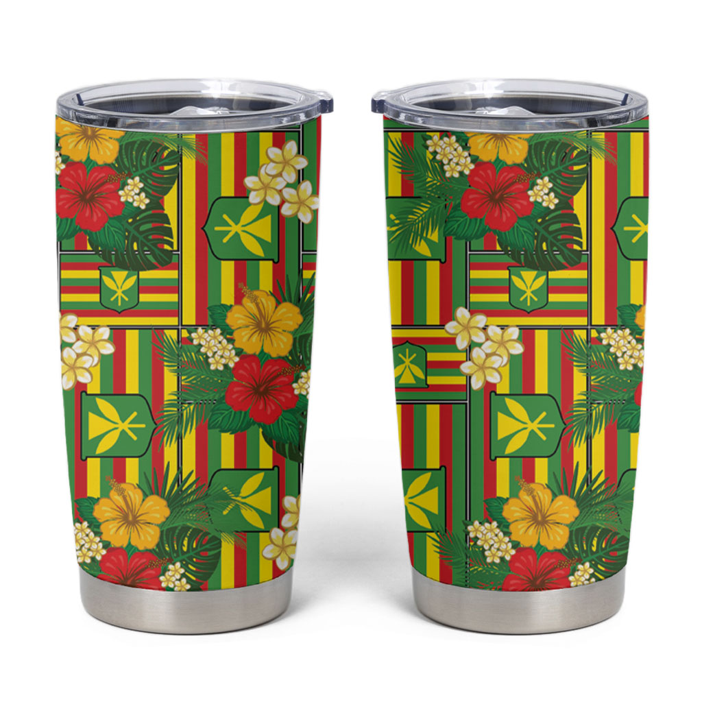 Hawaii Kanaka Maoli Hibiscus Tumbler Cup Hawaiian Flag Motif LT9 Green - Polynesian Pride