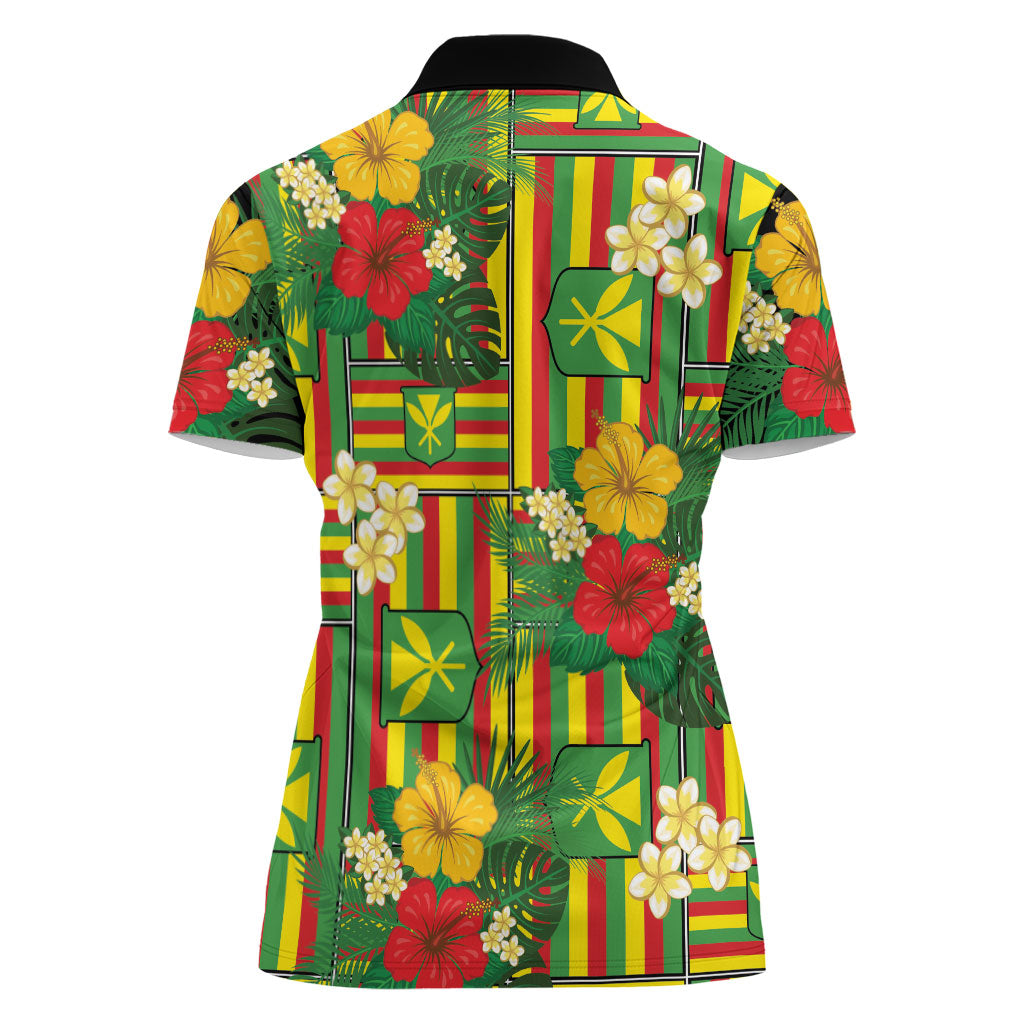 Hawaii Kanaka Maoli Hibiscus Women Polo Shirt Hawaiian Flag Motif LT9 - Polynesian Pride