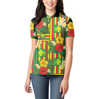 Hawaii Kanaka Maoli Hibiscus Women Polo Shirt Hawaiian Flag Motif LT9 - Polynesian Pride