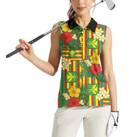 Hawaii Kanaka Maoli Hibiscus Women Sleeveless Polo Shirt Hawaiian Flag Motif LT9 - Polynesian Pride
