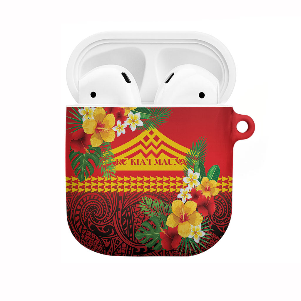 Hawaii Ku Kia'i Mauna AirPods Case Hibiscus Kakau Pattern LT9 Red - Polynesian Pride