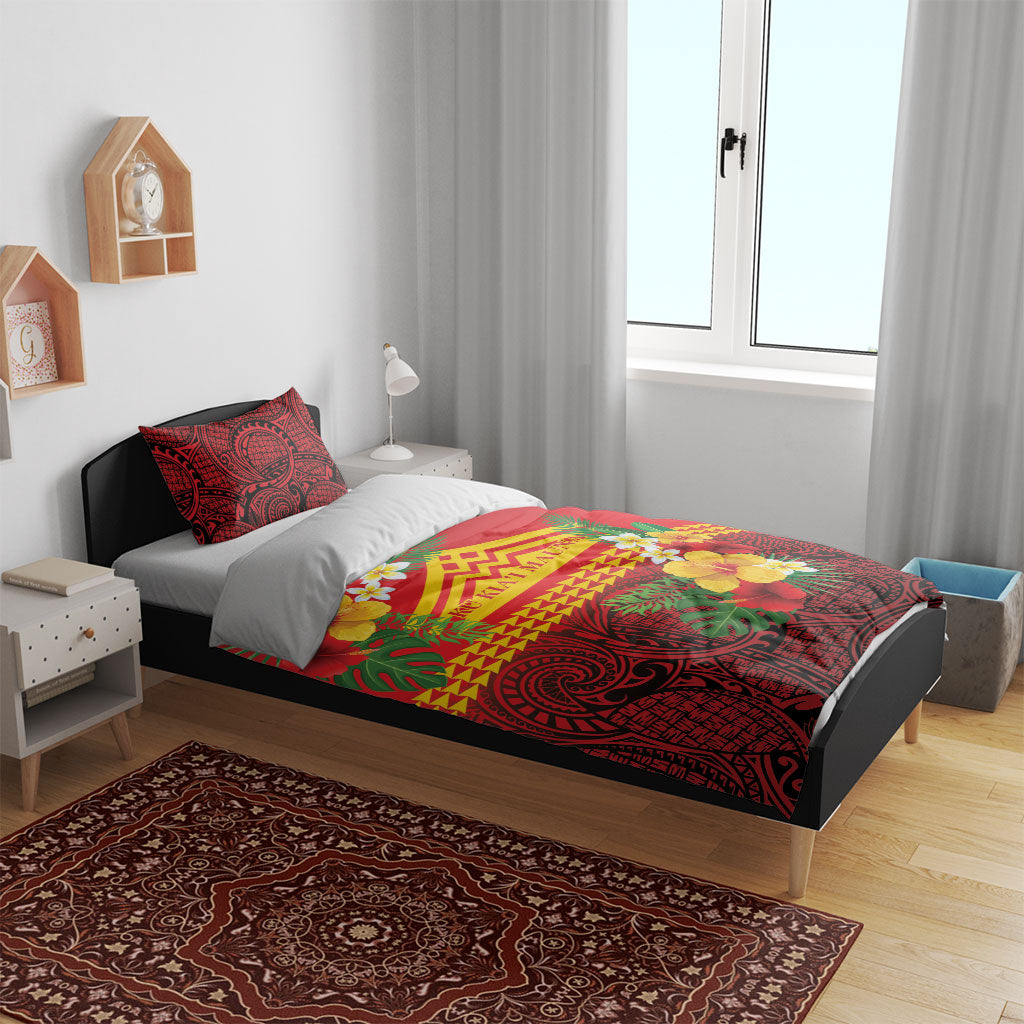 Hawaii Ku Kia'i Mauna Bedding Set Hibiscus Kakau Pattern