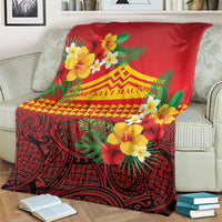 Hawaii Ku Kia'i Mauna Blanket Hibiscus Kakau Pattern