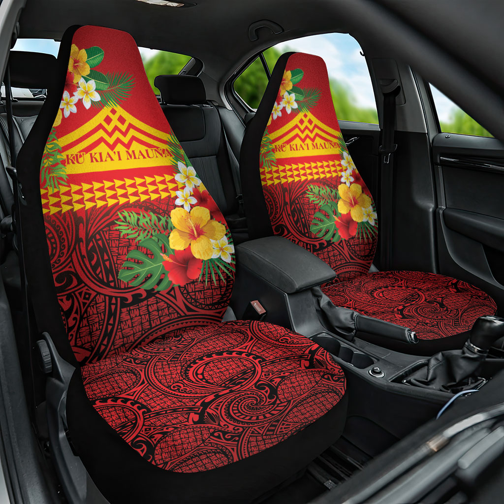 Hawaii Ku Kia'i Mauna Car Seat Cover Hibiscus Kakau Pattern LT9 One Size Red - Polynesian Pride