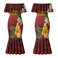 Hawaii Ku Kia'i Mauna Personalized Couples Matching Mermaid Dress and Long Sleeve Button Shirt Hibiscus Kakau Pattern LT9 - Polynesian Pride