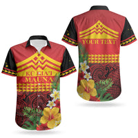 Hawaii Ku Kia'i Mauna Personalized Couples Matching Off Shoulder Short Dress and Hawaiian Shirt Hibiscus Kakau Pattern LT9 - Polynesian Pride