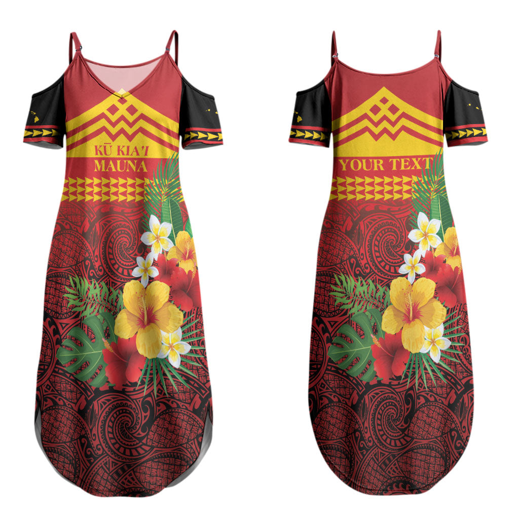 Hawaii Ku Kia'i Mauna Personalized Couples Matching Summer Maxi Dress and Long Sleeve Button Shirt Hibiscus Kakau Pattern LT9 - Polynesian Pride