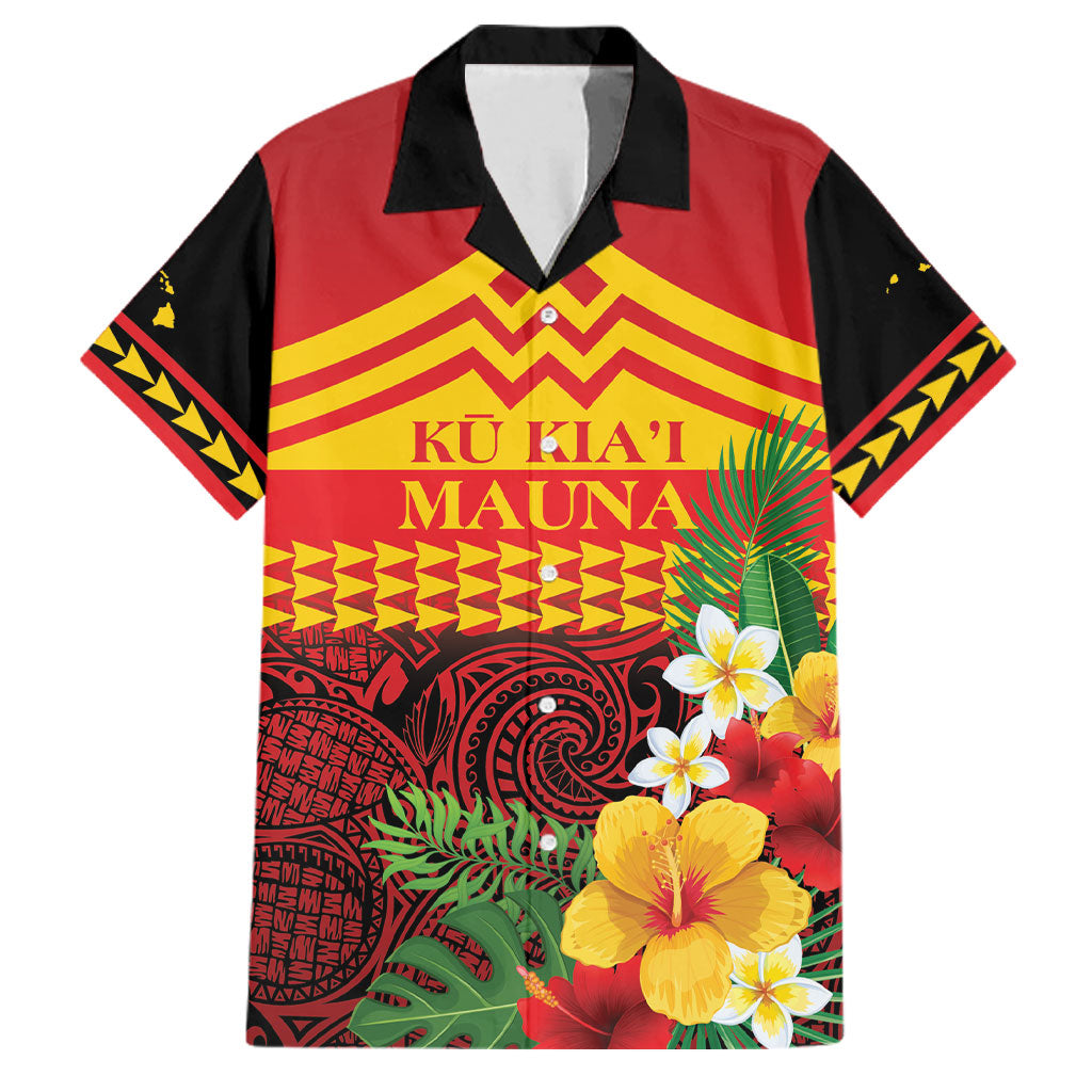 Hawaii Ku Kia'i Mauna Personalized Family Matching Off The Shoulder Long Sleeve Dress and Hawaiian Shirt Hibiscus Kakau Pattern LT9 Dad's Shirt - Short Sleeve Red - Polynesian Pride