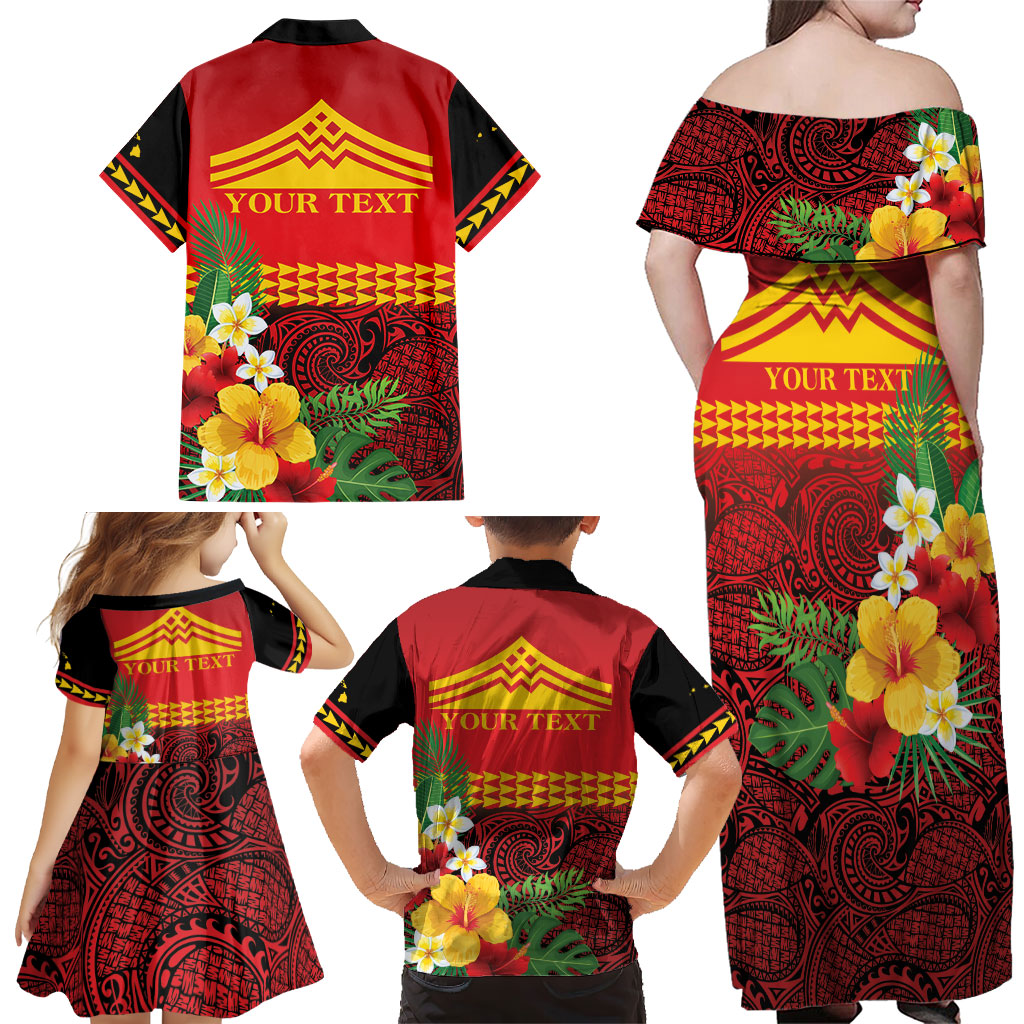 Hawaii Ku Kia'i Mauna Personalized Family Matching Off Shoulder Maxi Dress and Hawaiian Shirt Hibiscus Kakau Pattern LT9 - Polynesian Pride