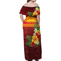 Hawaii Ku Kia'i Mauna Personalized Family Matching Off Shoulder Maxi Dress and Hawaiian Shirt Hibiscus Kakau Pattern LT9 - Polynesian Pride