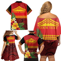 Hawaii Ku Kia'i Mauna Personalized Family Matching Off Shoulder Short Dress and Hawaiian Shirt Hibiscus Kakau Pattern LT9 - Polynesian Pride