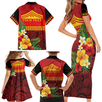 Hawaii Ku Kia'i Mauna Personalized Family Matching Short Sleeve Bodycon Dress and Hawaiian Shirt Hibiscus Kakau Pattern LT9 - Polynesian Pride
