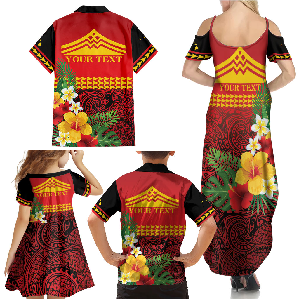 Hawaii Ku Kia'i Mauna Personalized Family Matching Summer Maxi Dress and Hawaiian Shirt Hibiscus Kakau Pattern LT9 - Polynesian Pride