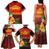 Hawaii Ku Kia'i Mauna Personalized Family Matching Tank Maxi Dress and Hawaiian Shirt Hibiscus Kakau Pattern LT9 - Polynesian Pride