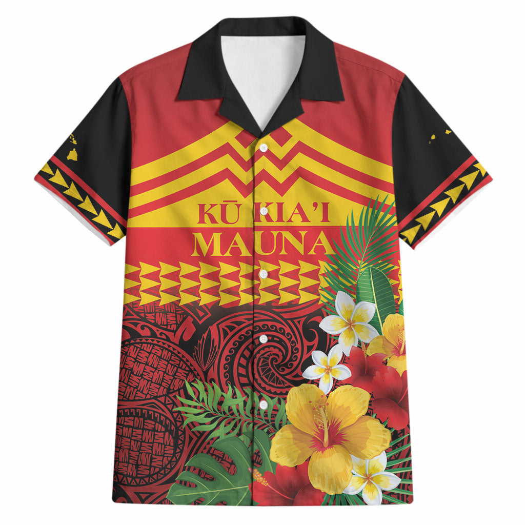 Hawaii Ku Kia'i Mauna Personalized Hawaiian Shirt Hibiscus Kakau Pattern LT9 Red - Polynesian Pride