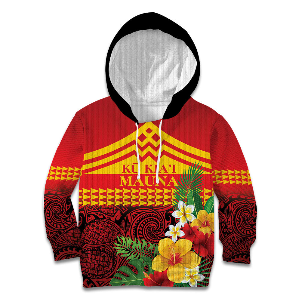 Hawaii Ku Kia'i Mauna Personalized Kid Hoodie Hibiscus Kakau Pattern LT9 Hoodie Red - Polynesian Pride