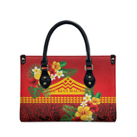 Hawaii Ku Kia'i Mauna Leather Bag Hibiscus Kakau Pattern