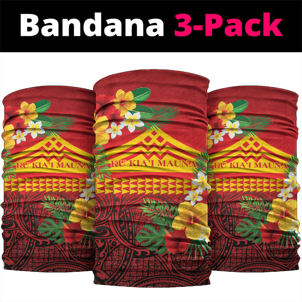 Hawaii Ku Kia'i Mauna Neck Gaiter Hibiscus Kakau Pattern LT9 package One Size: 25*50cm Red - Polynesian Pride