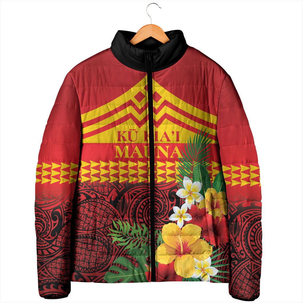 Hawaii Ku Kia'i Mauna Personalized Padded Jacket Hibiscus Kakau Pattern
