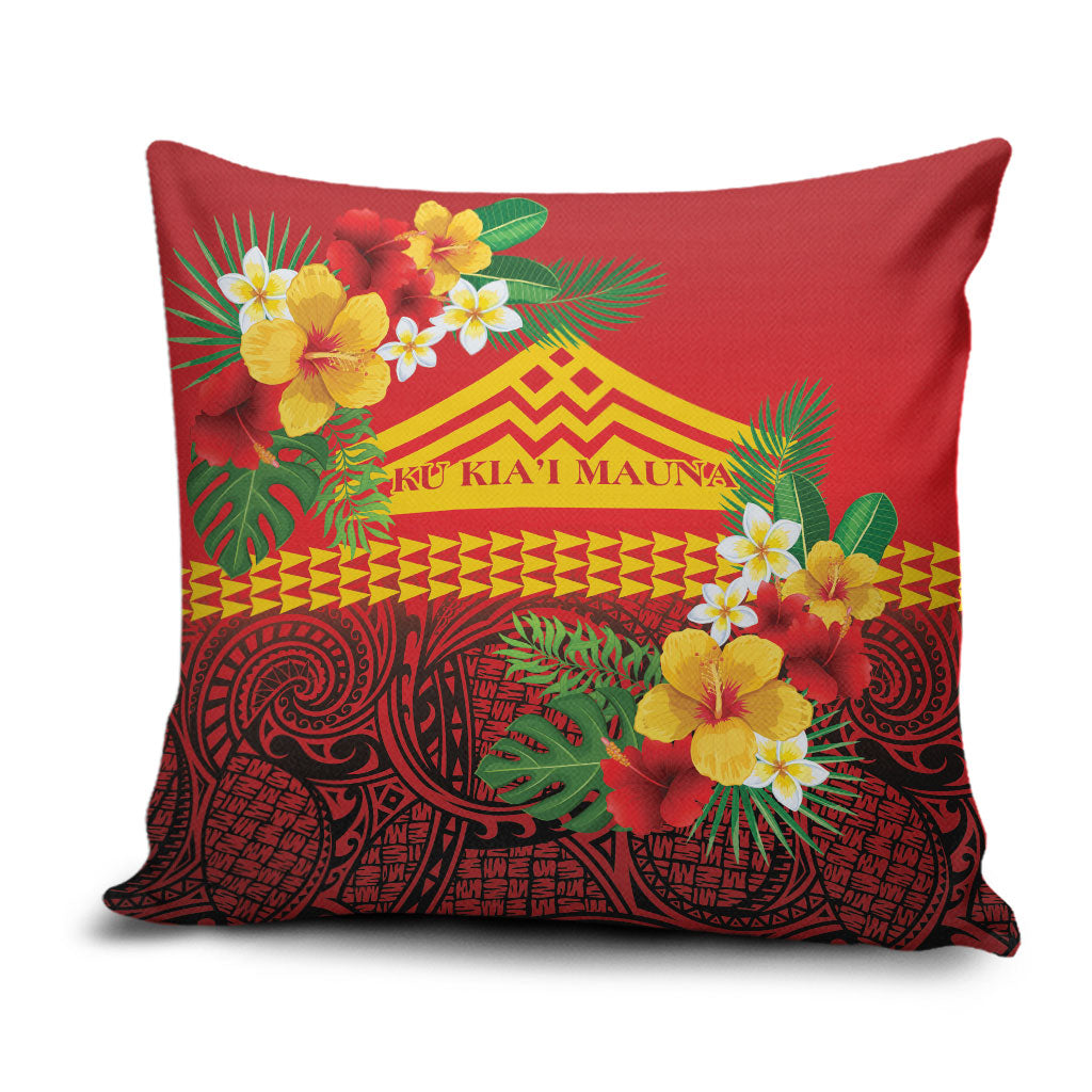 Hawaii Ku Kia'i Mauna Pillow Cover Hibiscus Kakau Pattern LT9 Red - Polynesian Pride
