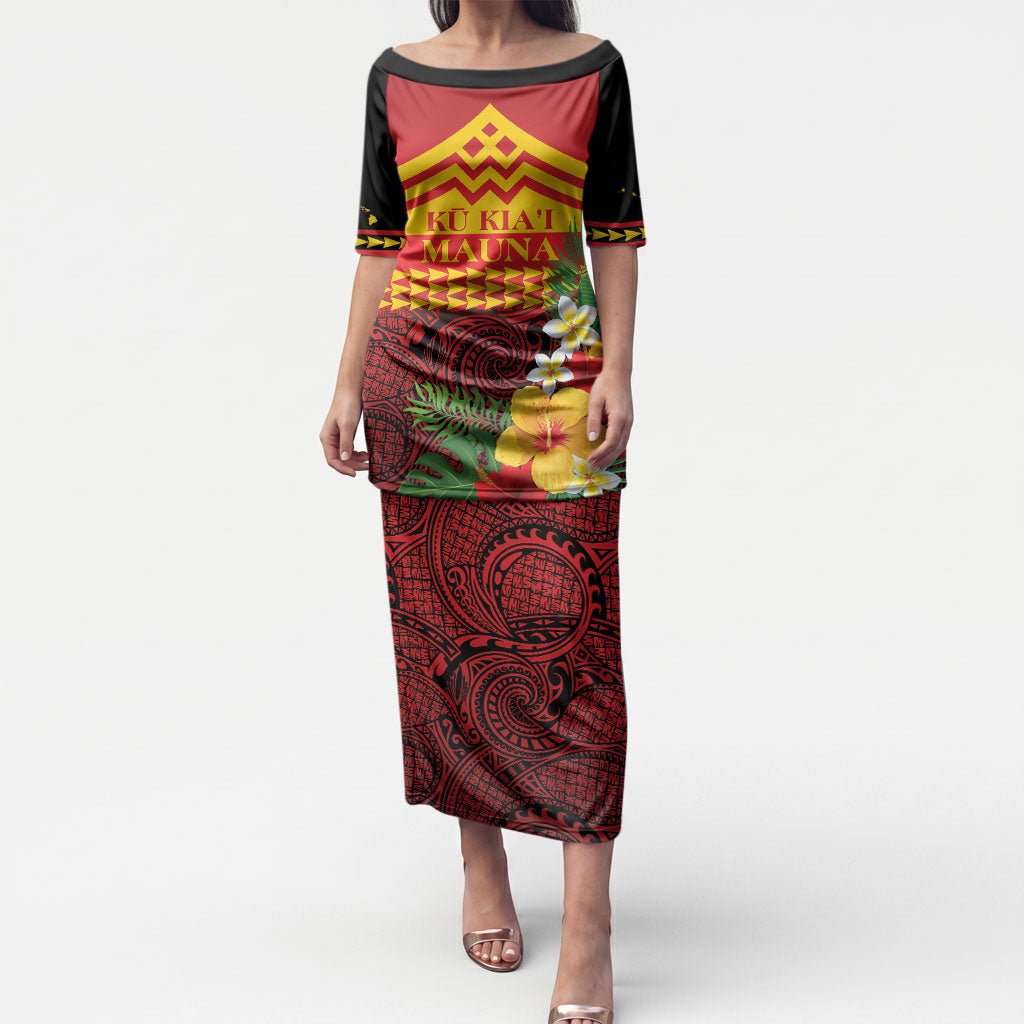 Hawaii Ku Kia'i Mauna Personalized Puletasi Hibiscus Kakau Pattern LT9 Long Dress Red - Polynesian Pride