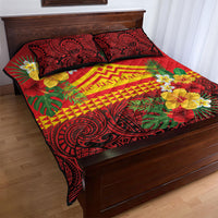Hawaii Ku Kia'i Mauna Quilt Bed Set Hibiscus Kakau Pattern