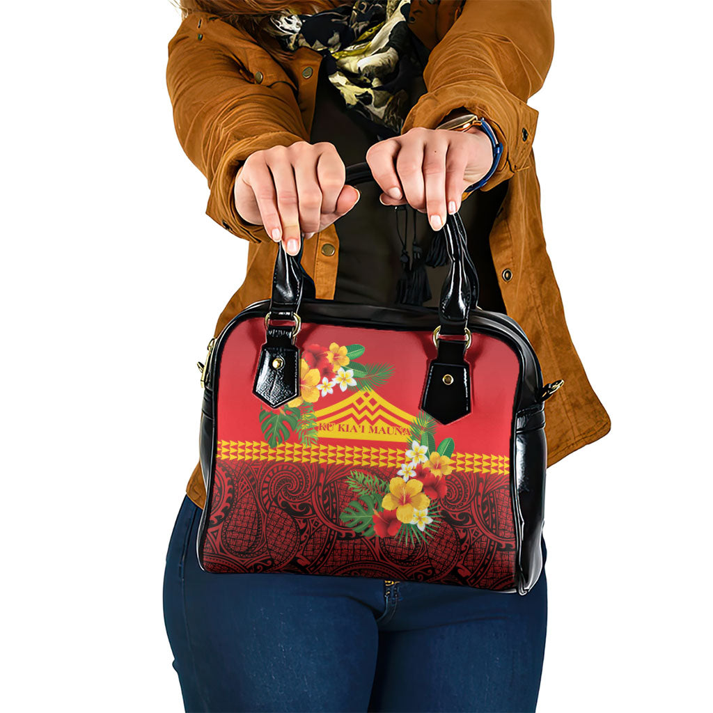 Hawaii Ku Kia'i Mauna Shoulder Handbag Hibiscus Kakau Pattern LT9 One Size Red - Polynesian Pride