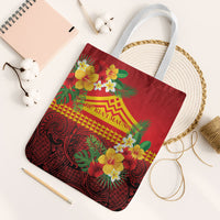 Hawaii Ku Kia'i Mauna Tote Bag Hibiscus Kakau Pattern