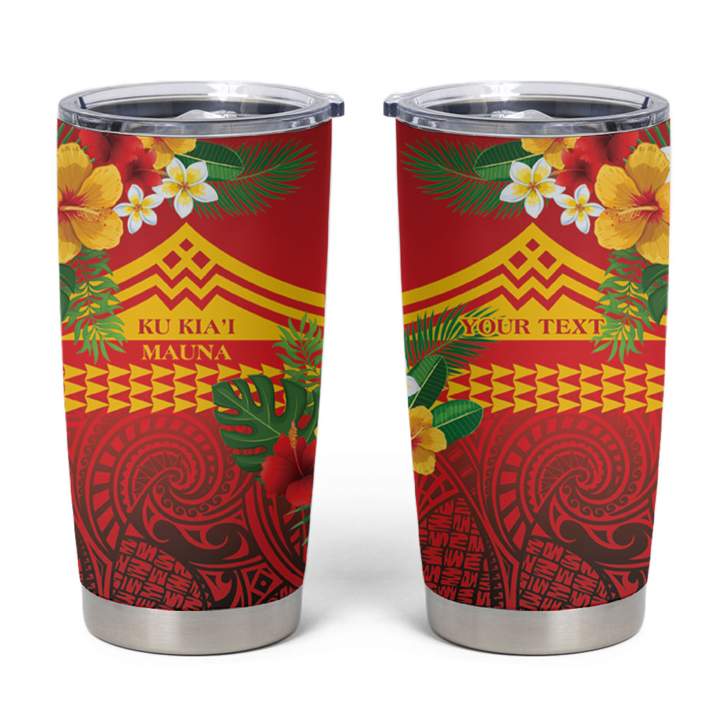 Hawaii Ku Kia'i Mauna Personalized Tumbler Cup Hibiscus Kakau Pattern LT9 Red - Polynesian Pride