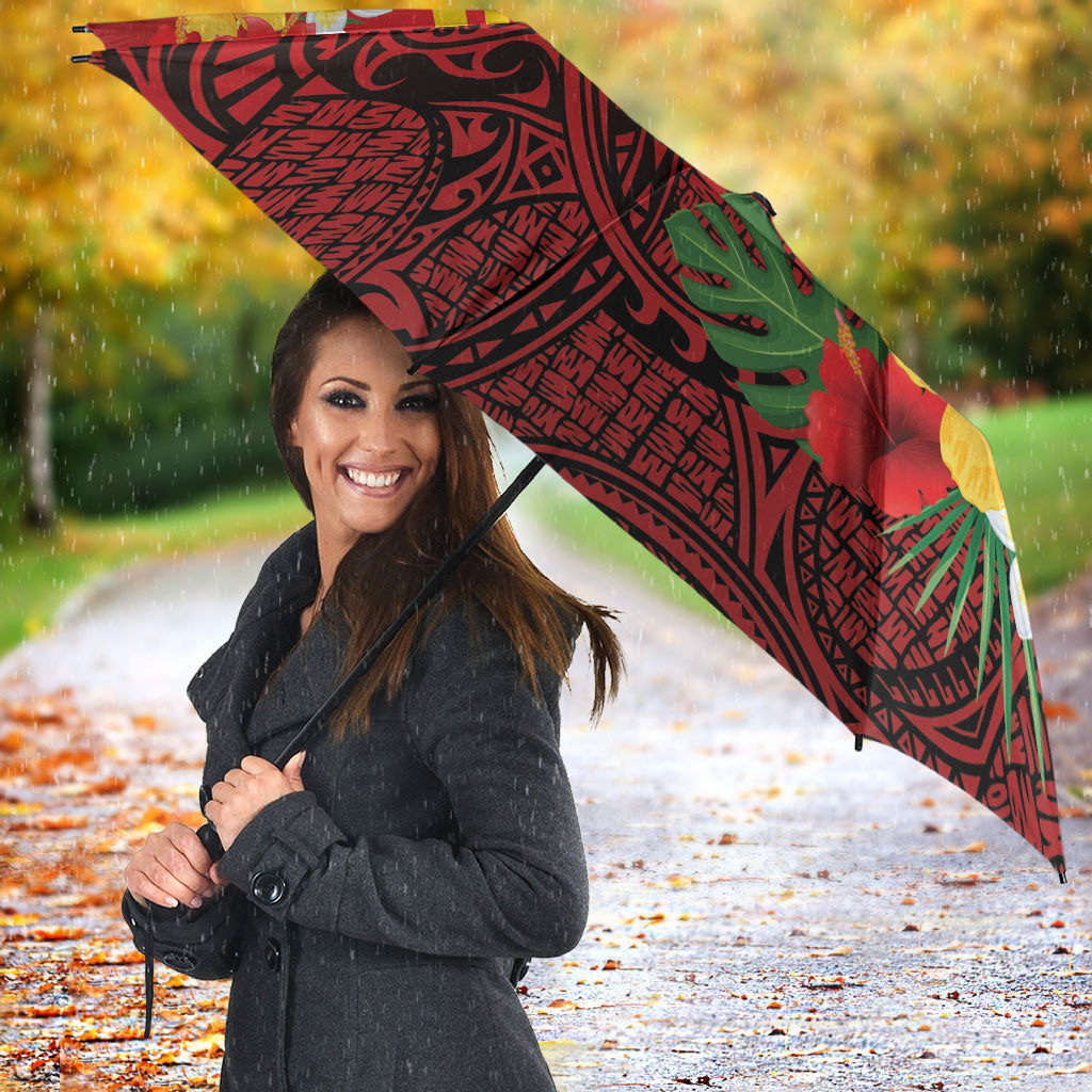 Hawaii Ku Kia'i Mauna Umbrella Hibiscus Kakau Pattern