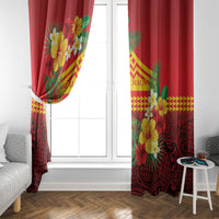 Hawaii Ku Kia'i Mauna Window Curtain Hibiscus Kakau Pattern
