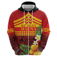 Hawaii Ku Kia'i Mauna Personalized Zip Hoodie Hibiscus Kakau Pattern