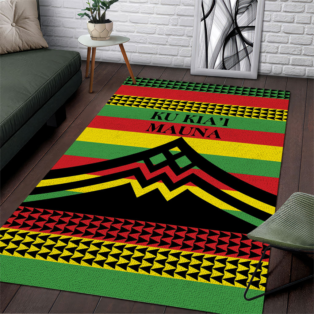 Hawaii Ku Kia'i Mauna Area Rug Hawaiian Kanaka Maoli Motif LT9 Green - Polynesian Pride