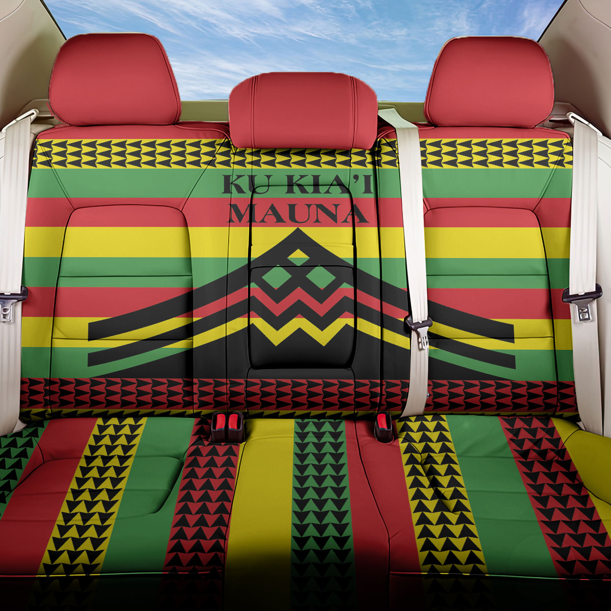 Hawaii Ku Kia'i Mauna Back Car Seat Cover Hawaiian Kanaka Maoli Motif LT9 One Size Green - Polynesian Pride