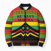 Hawaii Ku Kia'i Mauna Personalized Bomber Puffer Jacket Hawaiian Kanaka Maoli Motif LT9 Unisex Green - Polynesian Pride