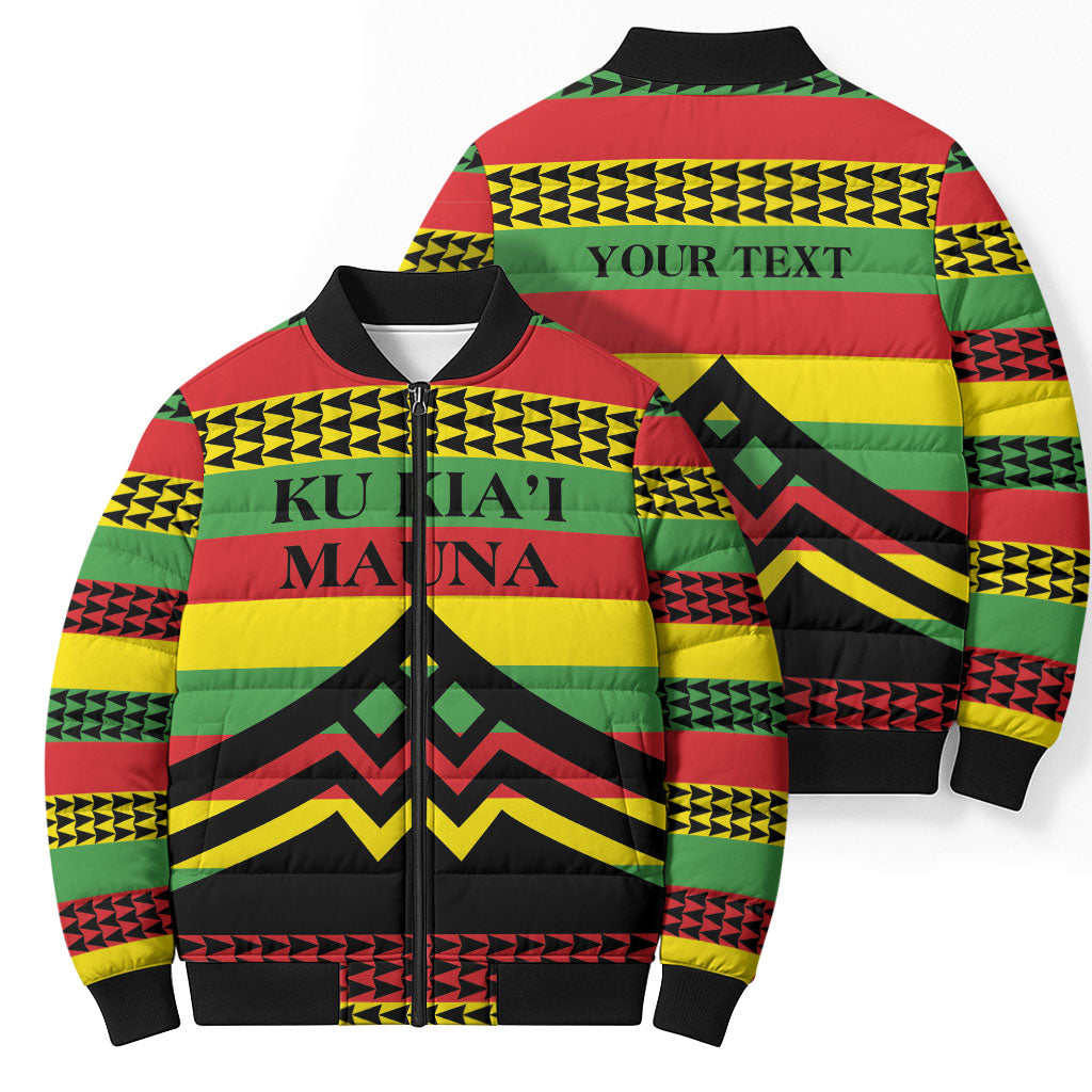 Hawaii Ku Kia'i Mauna Personalized Bomber Puffer Jacket Hawaiian Kanaka Maoli Motif LT9 - Polynesian Pride