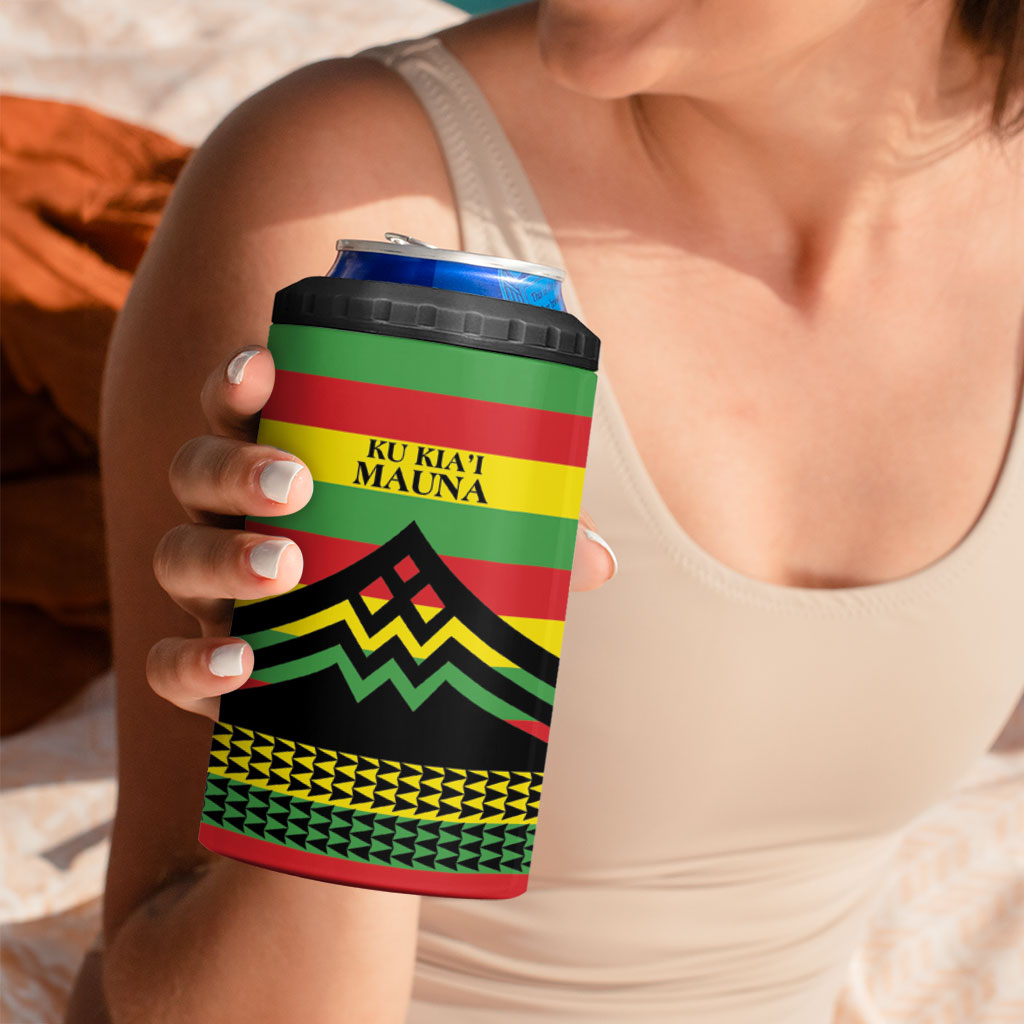 Hawaii Ku Kia'i Mauna Personalized 4 in 1 Can Cooler Tumbler Hawaiian Kanaka Maoli Motif LT9 - Polynesian Pride