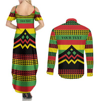 Hawaii Ku Kia'i Mauna Personalized Couples Matching Summer Maxi Dress and Long Sleeve Button Shirt Hawaiian Kanaka Maoli Motif LT9 - Polynesian Pride