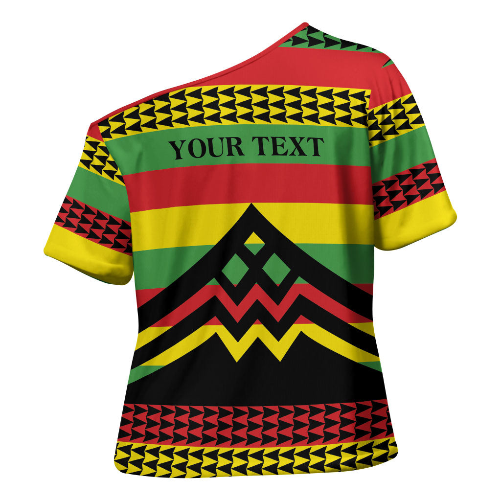 Hawaii Ku Kia'i Mauna Personalized Cross Shoulder Shirt Hawaiian Kanaka Maoli Motif