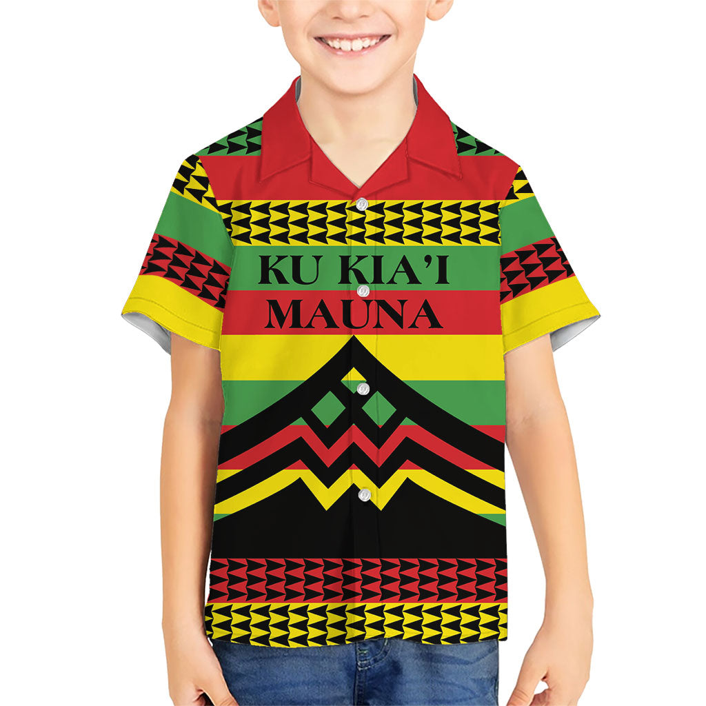 Hawaii Ku Kia'i Mauna Personalized Family Matching Summer Maxi Dress and Hawaiian Shirt Hawaiian Kanaka Maoli Motif LT9 Son's Shirt Green - Polynesian Pride